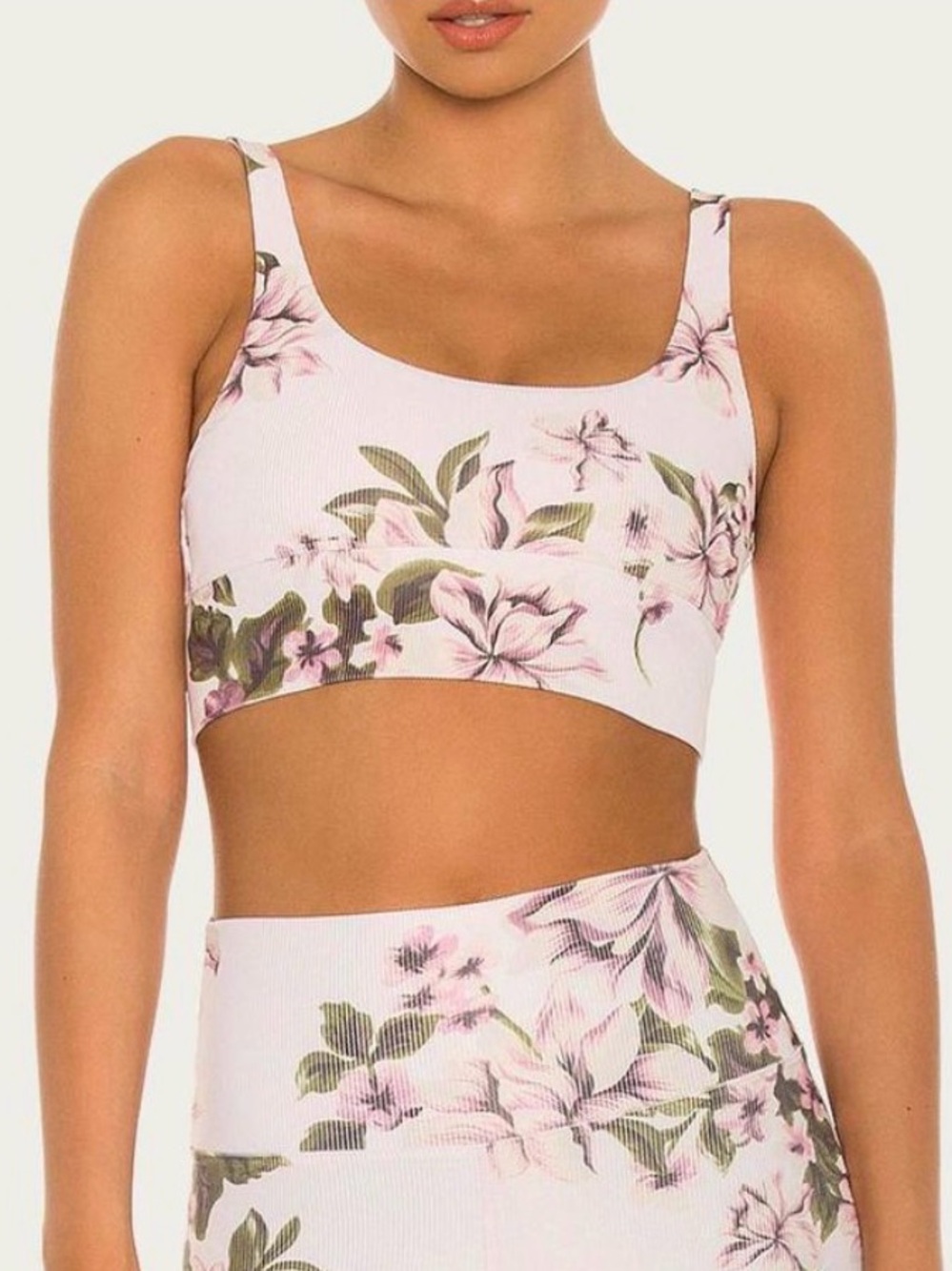 BEACH RIOT Leah Sports Bra Top In Pink Floral Size Medium